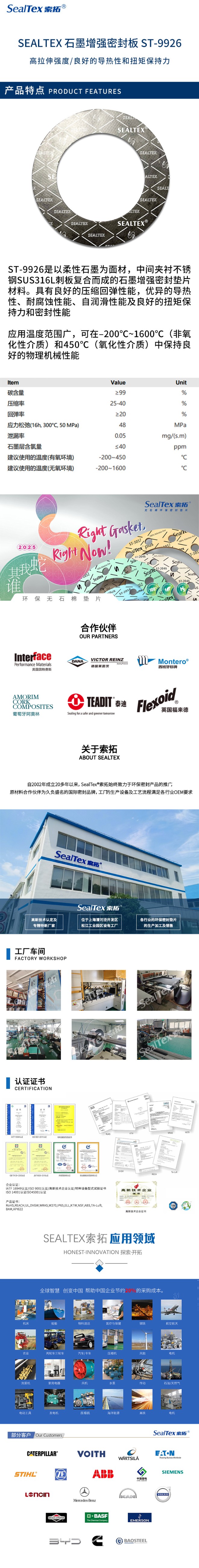 SEALTEX索拓高温高压金属石墨密封垫ST-9926